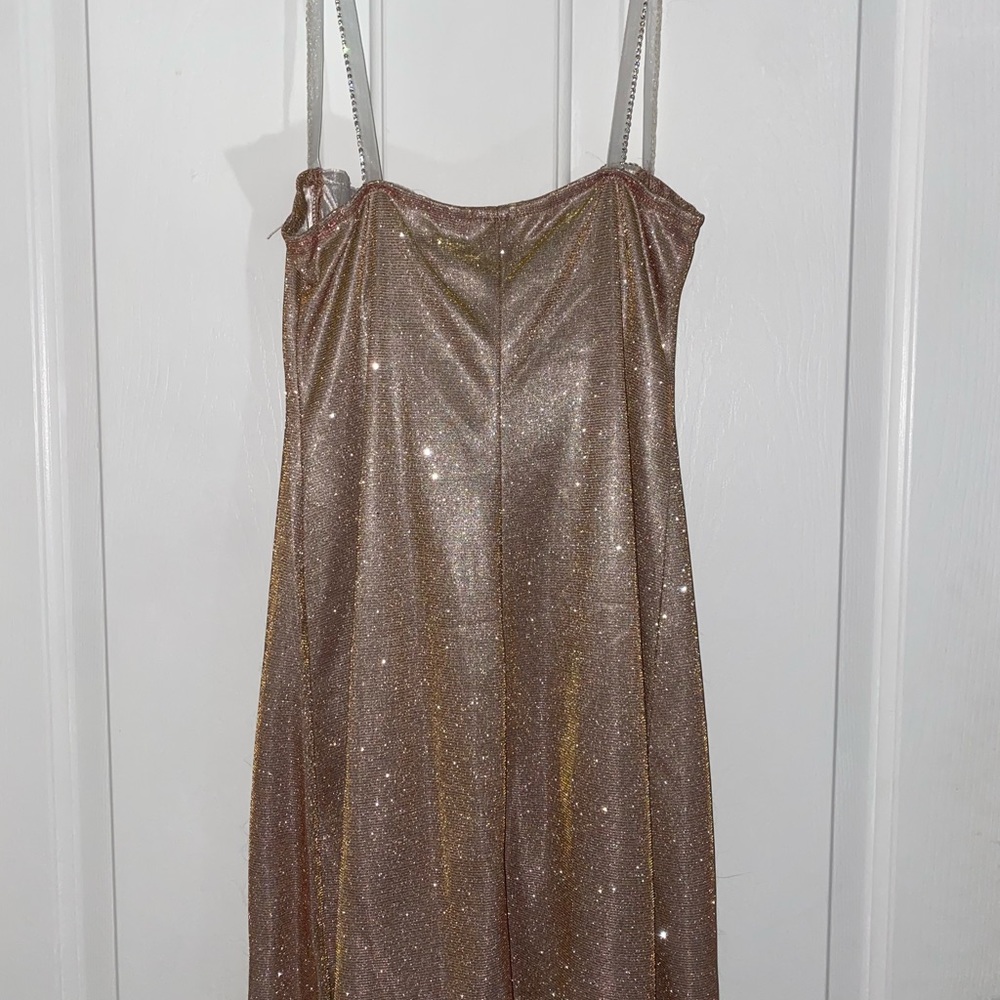 Sparkly mini dress with rhinestone straps